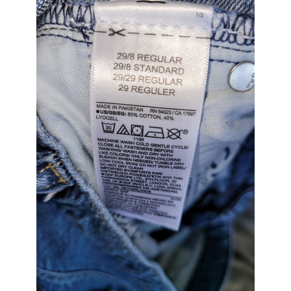 Gap Baggy Mid Rise Jeans Womens 29/8R Blue Medium Wash Wide Leg Distressed - Picture 8 of 8